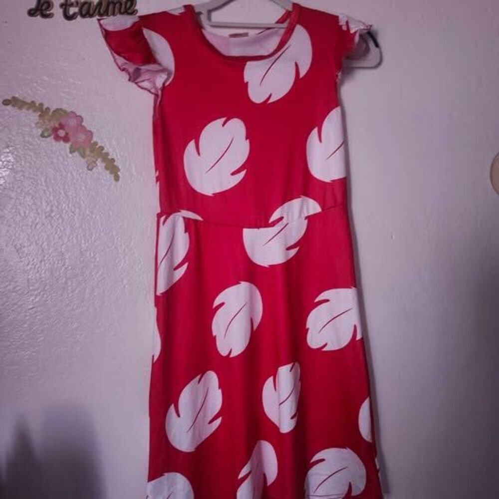Lilo & Stitch Inspired Red Leaf Girls Dress Size 140 9